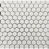 1x1 Honed Thassos White Marble Hexagon Mosaic Tile
