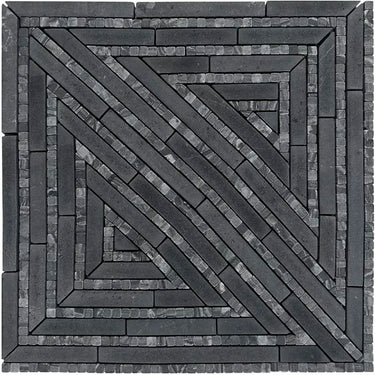 Umbra natural stone mosaic tile by Mir, showing a detailed close-up of textured, multi-toned stone mosaic for interior decor.