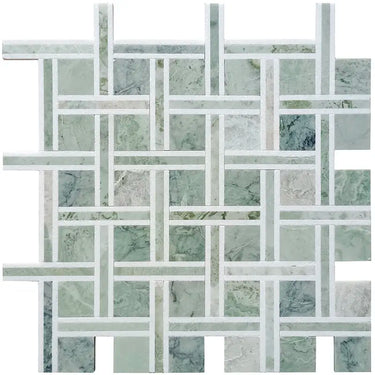 Westport Natural Stone Mosaic Tile by Mir showing a detailed view of textured, multi-tonal stone mosaic for interior or exterior use.