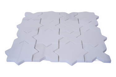 White Thales Dolomite marble mosaic tile by Mythology Tile, featuring honed finish and intricate mosaic pattern for elegant surfaces.