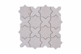 White Thales Limra honed marble mosaic tile by Mythology Tile, featuring a smooth, elegant white marble design for interior accents.