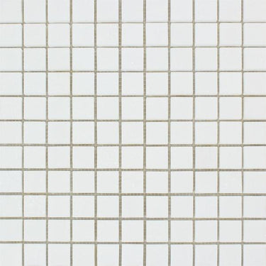 1 x 1 Polished Thassos White Marble Mosaic Tile.
