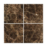 12 x 12 Polished Emperador Dark Marble Tile.