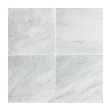 12 x 12 Tumbled Bianco Mare Marble Tile.