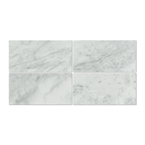 12 x 24 Polished Bianco Mare Marble Tile.