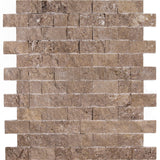 Noce Travertine 1x2 Split Face Mosaic Tile.