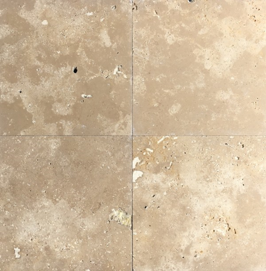 12 x 12 Unfilled and Honed Ivory Travertine Tile.