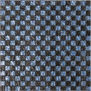 CRYSTAL SPRINGS CHESS MIDNIGHT glass Mosaic Tile.