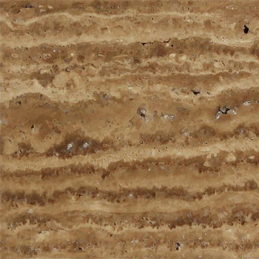 18 x 18 Unfilled Brushed Noce Exotic (Vein-Cut) Travertine Tile.