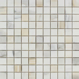 1 x 1 Honed Calacatta Gold Marble Mosaic Tile.