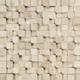 1 x 1 Split-faced Ivory Travertine 3-D Mosaic Tile.