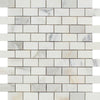 1 x 2 Honed Calacatta Gold Marble Brick Mosaic Tile.