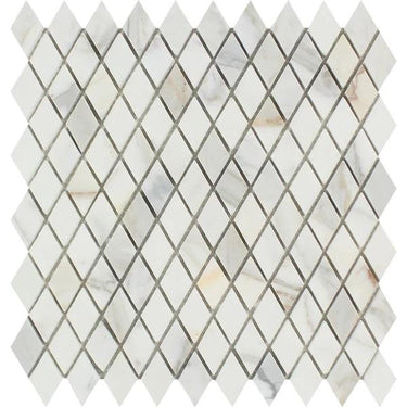 1 x 2 Honed Calacatta Gold Marble Diamond Mosaic Tile.