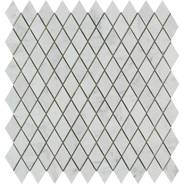 1 x 2 Honed Bianco Carrara Marble Diamond Mosaic Tile.