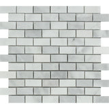 1 x 2 Honed Bianco Mare Marble Mosaic Tile.