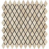 1 x 2 Tumbled Ivory Travertine Diamond Mosaic Tile.