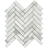 1 x 4 Honed Calacatta Gold Marble Herringbone Mosaic Tile.