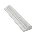 2 x 12 Honed Bianco Carrara Marble Single-Step Chair Rail Trim.