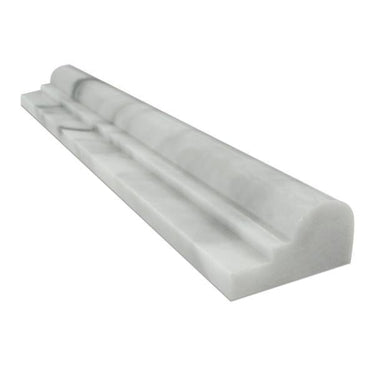 2 x 12 Honed Bianco Mare Marble Single-step Chair Rail Trim.