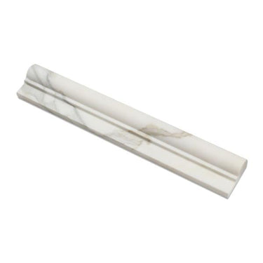 2 x 12 Honed Calacatta Gold Marble Single-Step Chair Rail.