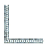 2 x 12 Honed Thassos White Marble BIAS Border w/ Blue-Gray Dots.