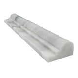 2 x 12 Polished Bianco Mare Marble Single-step Chair Rail Trim.