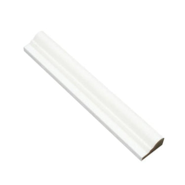 2 x 12 Polished Thassos White Marble Single-Step Chair Rail Trim.