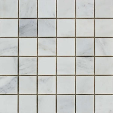 2 x 2 Honed Oriental White Marble Mosaic Tile.