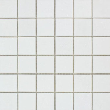 2 x 2 Honed Thassos White Marble Mosaic Tile.
