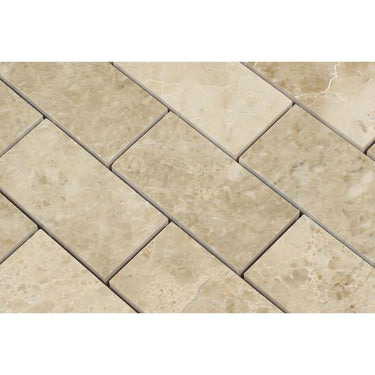 2 x 4 Polished Cappuccino Marble Brick Mosaic Tile.