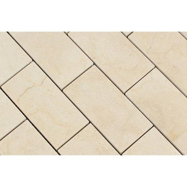 2 x 4 Polished Crema Marfil Marble Brick Mosaic Tile.
