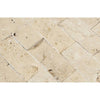 2 x 4 Split-faced Ivory Travertine Brick Mosaic Tile.