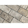 2 x 4 Tumbled Silver Travertine Brick Mosaic Tile.