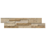 Ivory & Noce Travertine Multi Blend 6x24 Stacked Stone Ledger Panel.
