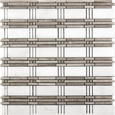 MARBELLA SEVILLE Eastern White / Wooden Gray Mosaic Tile.