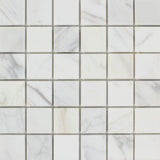2 x 2 Honed Calacatta Gold Marble Mosaic Tile.