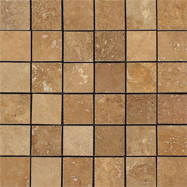 2 x 2 Honed Noce Travertine Mosaic Tile.