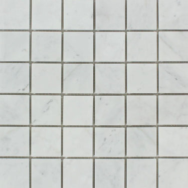2 x 2 Polished Bianco Carrara Marble Mosaic Tile.
