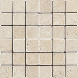 2 x 2 Tumbled Ivory Travertine Mosaic Tile.