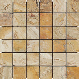 2 x 2 Tumbled Valencia Travertine Mosaic Tile.