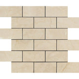 2 x 4 Polished Crema Marfil Marble Brick Mosaic Tile.