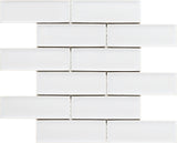 White Glazed 2x6 Beveled Porcelain Mosaic Tile - MosaicBros.com
