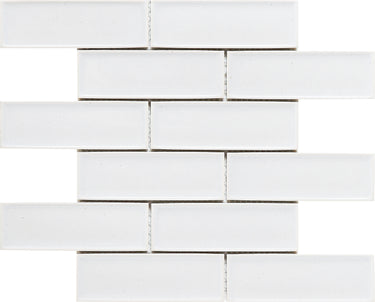 White Glazed 2x6 Beveled Porcelain Mosaic Tile - MosaicBros.com