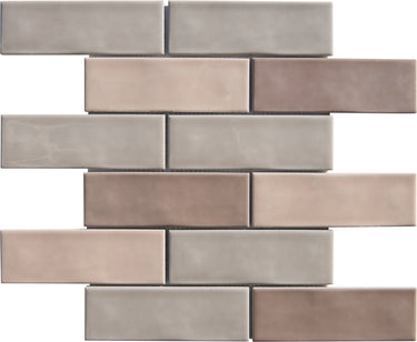 Brown Lace Blend Undulated 2x6 Porcelain Mosaic Tile - MosaicBros.com