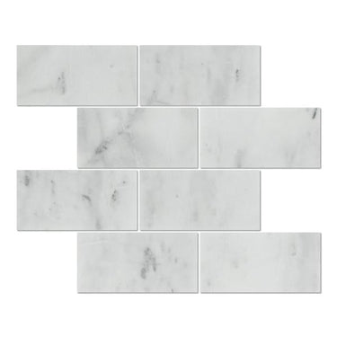 3 x 6 Honed Bianco Mare Marble Tile.