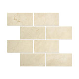 3 x 6 Polished Crema Marfil Marble Tile.