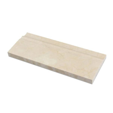 4 3/4 x 12 Polished Crema Marfil Marble Baseboard Trim.