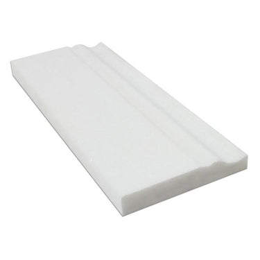 4 3/4 x 12 Polished Thassos White Marble Baseboard Trim.