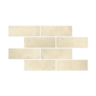 4 x 12 Polished Crema Marfil Marble Tile.