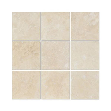 4 x 4 Honed Ivory Travertine Tile.